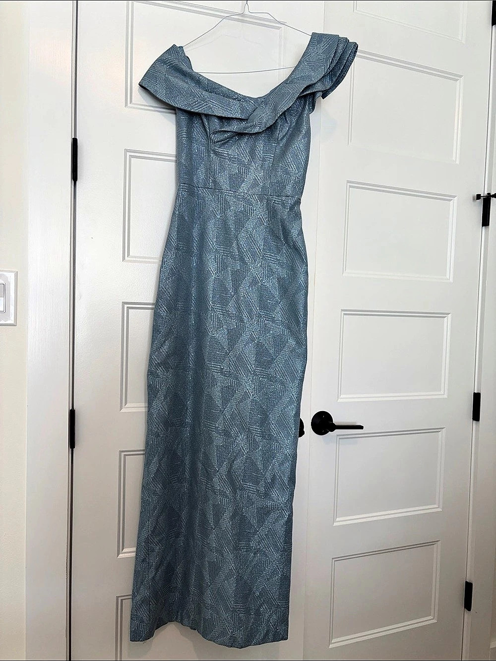Teri Jon Rickie Freeman for Teri Jon Metallic Jacquard Off-the-Shoulder Gown. Im